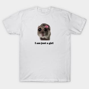 I am Just A Girl Hamster Meme Baby Tee 90s Style Tshirt Weird tshirt Y2k Coquette Aesthetic Funny Tshirt Soft Girl T-Shirt